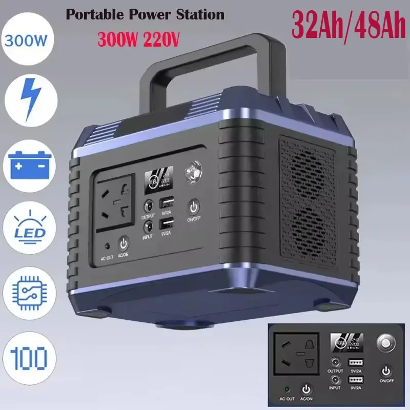 PortableChargingStation220V 300W 48000MAHBATTERY s multifunkciou USB DC AC Power Outlet vhodná na kemping a RV domáce použitie