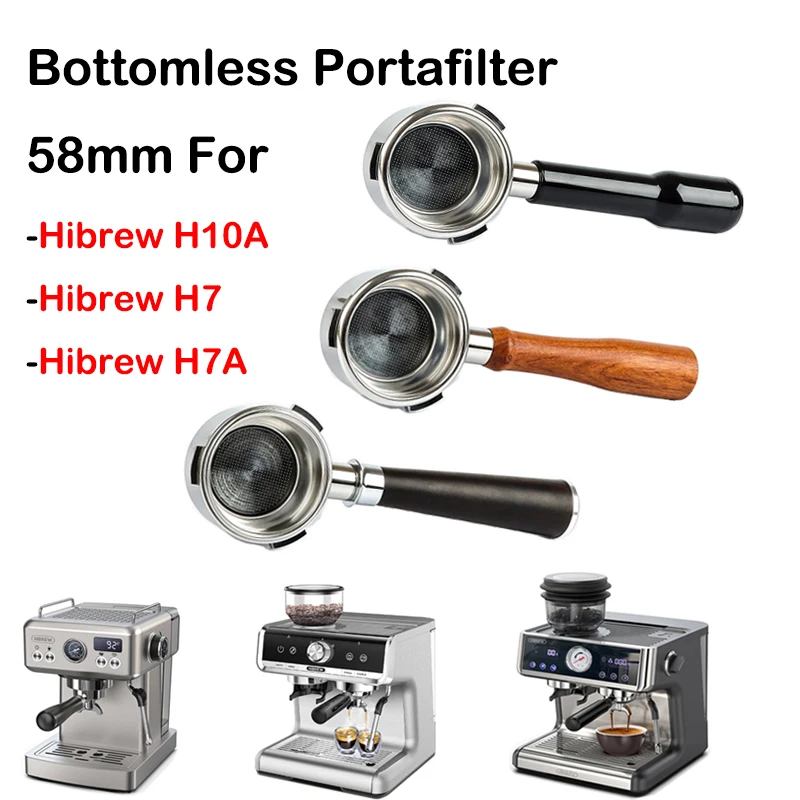 Portafilter bez dna kávu 58 mm nehrdzavejúca oceľ 3 Uši filtra pre Hibrew H10A H7A H7A Espresso Machine Barista Tools