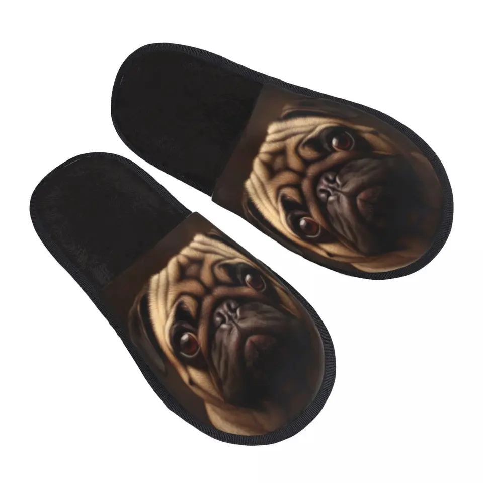 Portrét psích psích psov Indoor papuče chlpaté papuče zimné domáce topánky dom zatvorené šmykľavky Flip flops