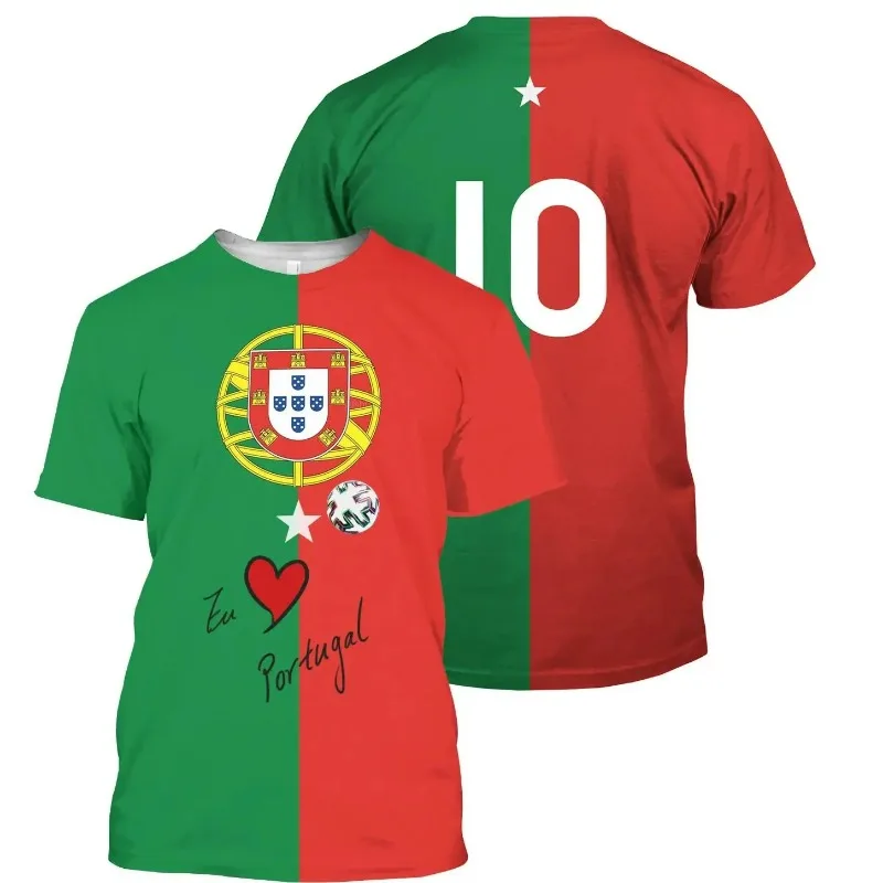 Portugalský futbalový dres pre deti a dospelých 3D portugalský futbalový tím tlačený košeľa letné vonkajšie športové topy