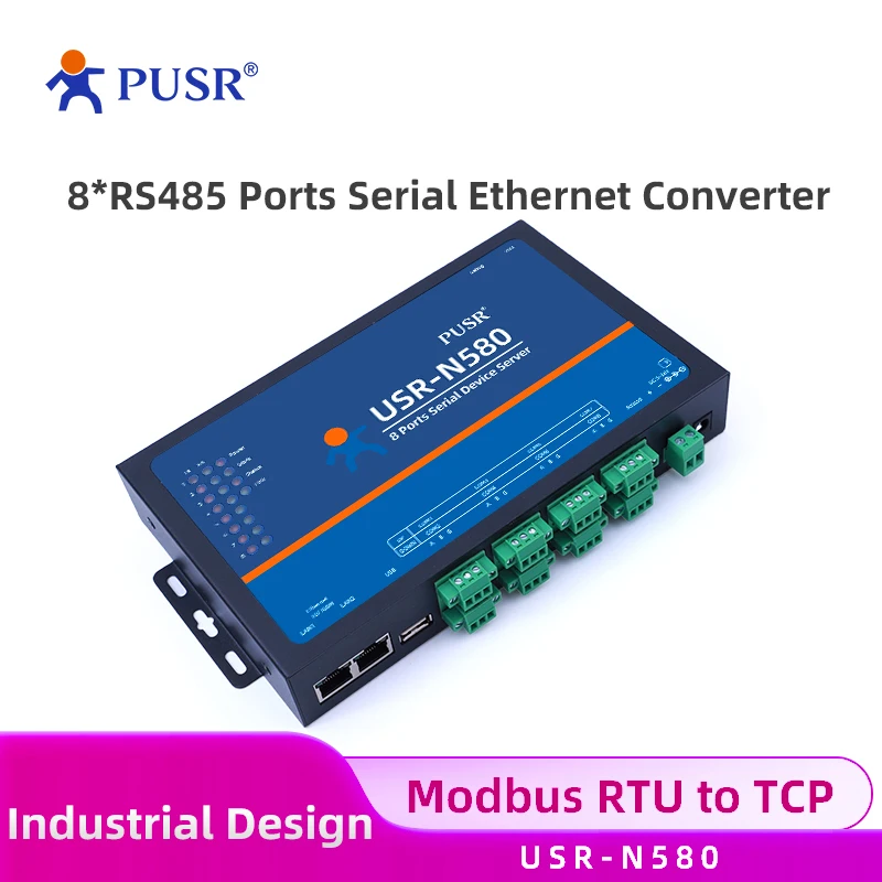 Porty PUSR 8 porty RS485 Serial to Ethernet Converter Server Server MQTT Modbus Gateway podporuje SSL/ TLS Edge Computing USR-N580