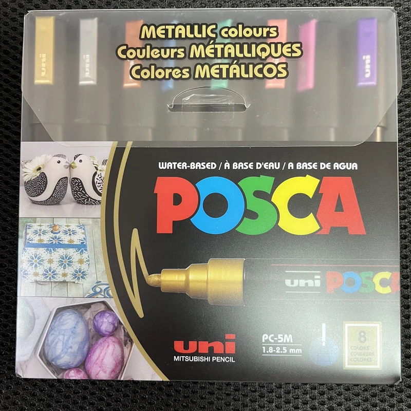 POSCA PC-5M Voda na základe permanentných lakovacích pier na báze vody, sada 8 (kovové farby)
