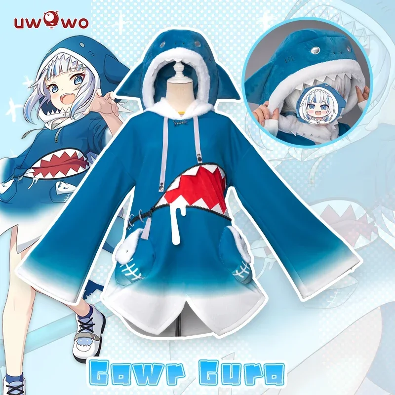 Posledná dávka Uwowo Hololive Gawr Gura Cosplay kostýmov kostým žralok s klobúkom YouTuber Girl BodyShark Anime Halloween