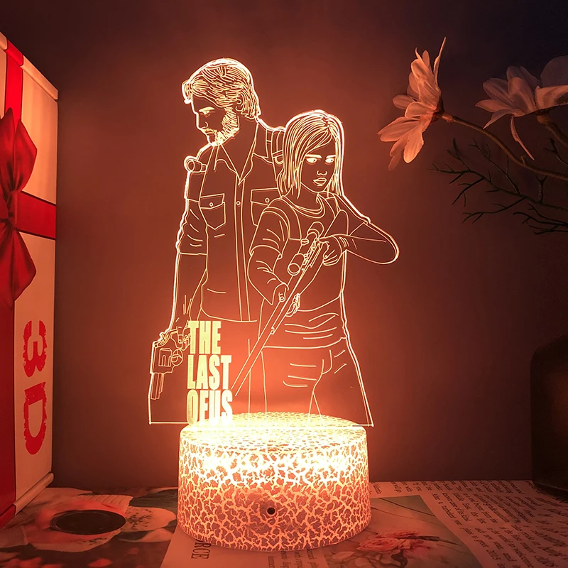 Posledná z nás postava 3D LED lampa pre spálňu nabíjateľné nočné svetlá izba dekor sviatky narodeniny darček