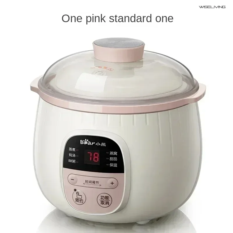 Pot detská kaša. Elektrická keramická guláš. Purpurová piesočná dusenie spotrebiča pre domácu kuchyňu. Pomalé varenie.