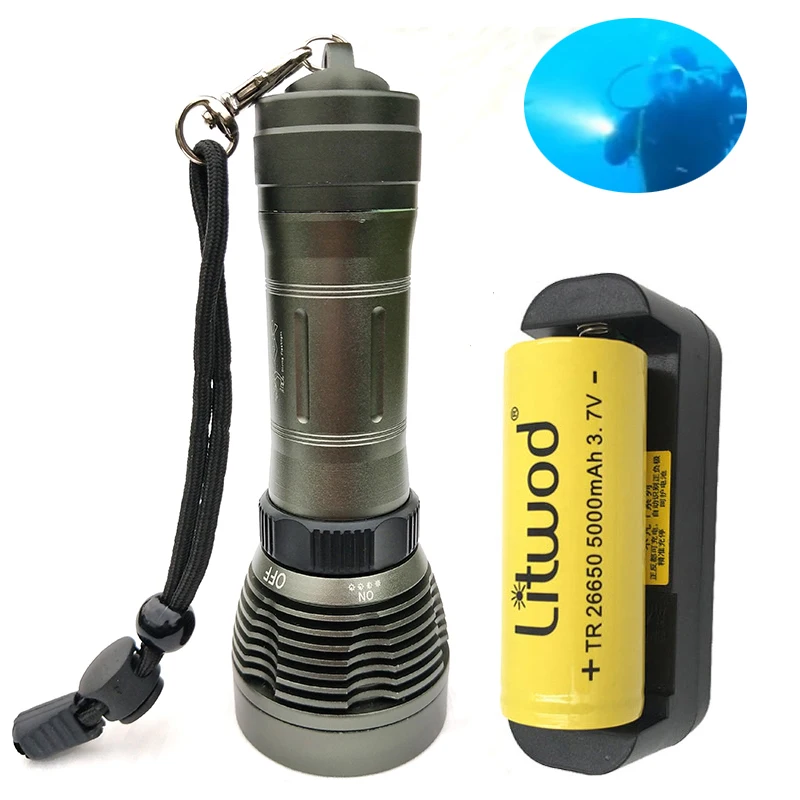 Potápačská baterka nepremokavá IPX8 Cree XM-L2 18650 alebo 26650 LED pod vodou prenosné prenosné svetlá potápanie svetla Light Torch