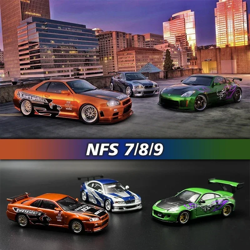 Pouličná zbraň 1:64 E46 M3 GTR R34 Skyline R34 350Z Ghost Player
