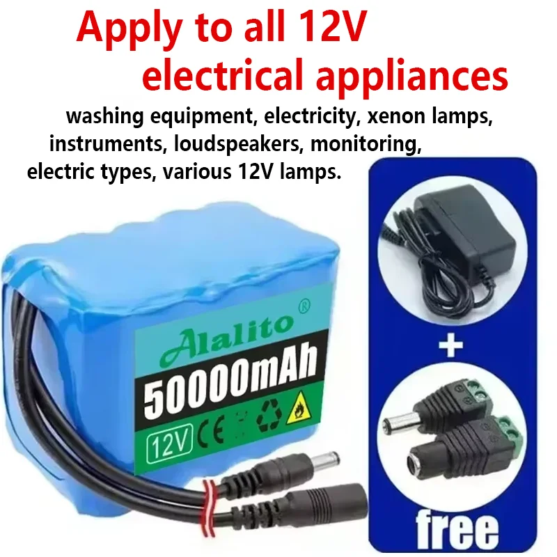 Použite na všetky 12 V elektrické spotrebiče nabíjateľné lítium -iónové batérie kapacita DC 12,6 V 3S2P CCTV Cam Monitor 5000 mAh Nový