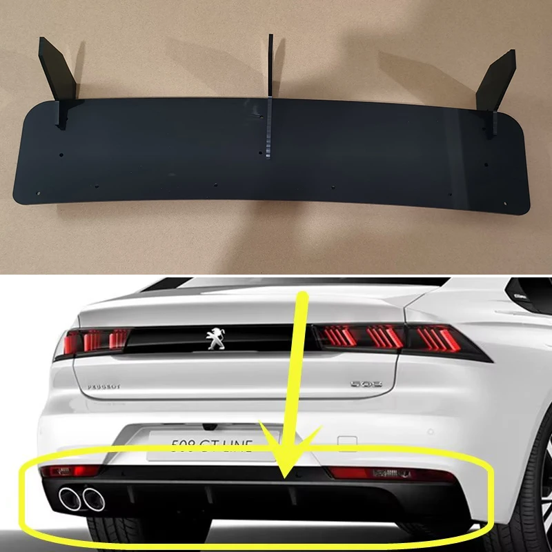Použitie pre linku Peugeot 508 GT 2018 2019 Rok zadného difúzora Bumper Lips Spoiler Splitter Body Kit Kit