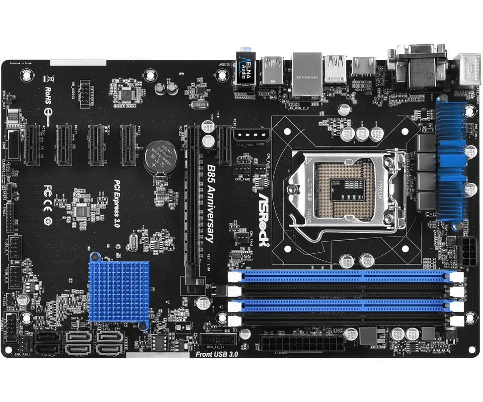 Použité ASROCK B85 Výročie základnej dosky LGA 1150 Intel B85 DDR3 32 GB Podpora i5-4690 i5-4670 i5-4430 I3-4150 I3-4130 CPU ATX
