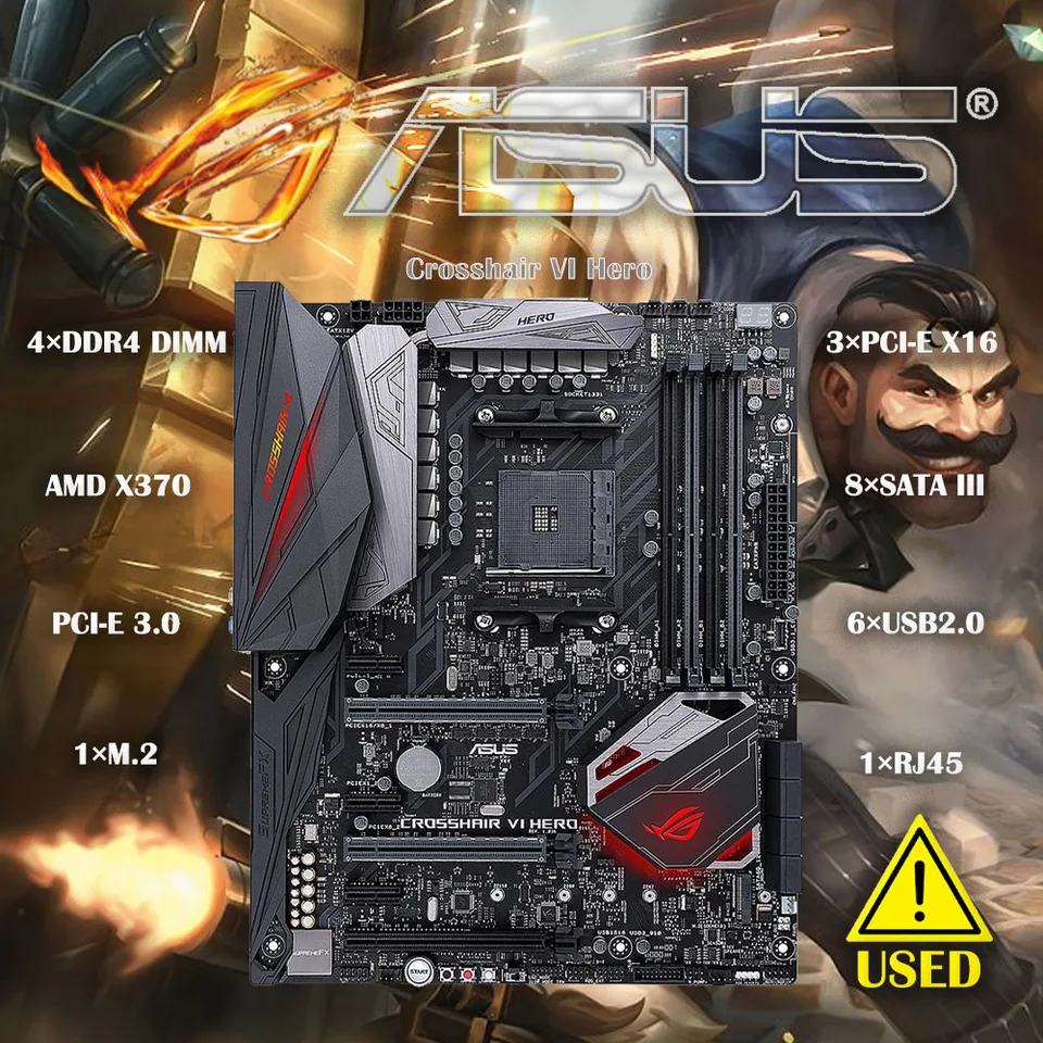 Použitý ASUS ROG Crosshair VI HERO AM4 AMD X370 SATA 6GB/S USB 3.1