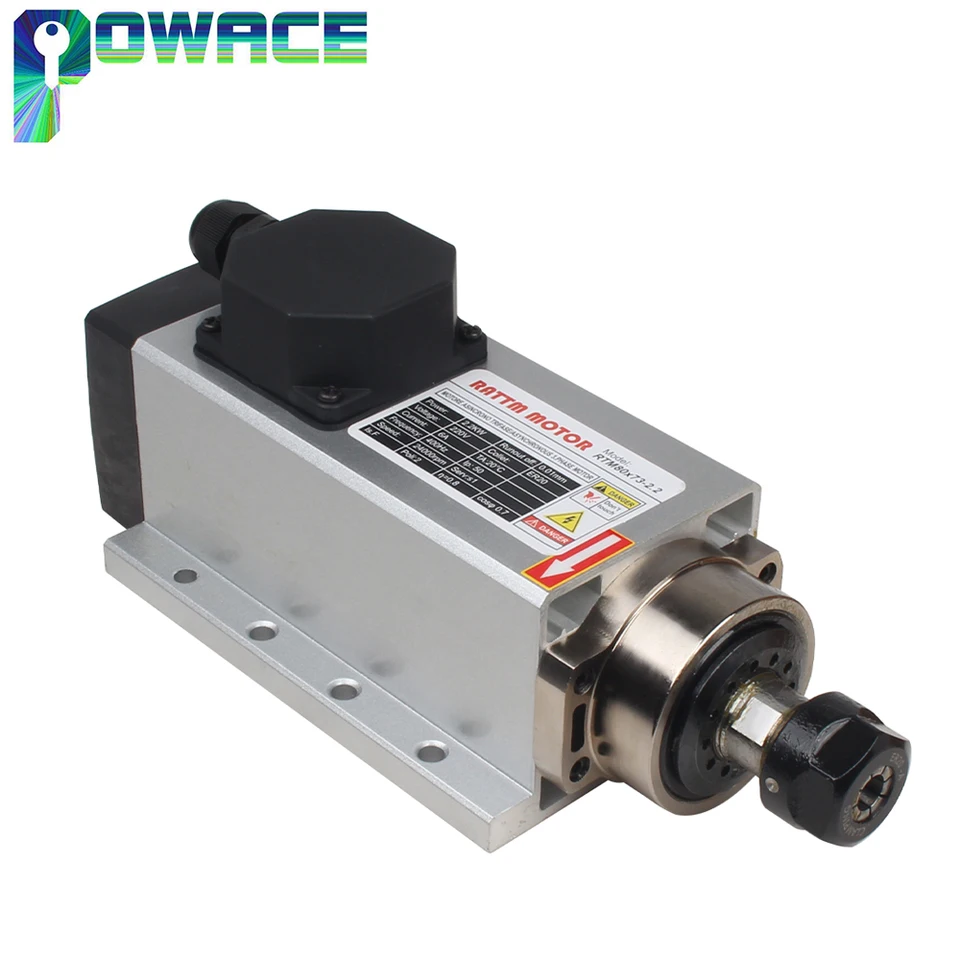 Powace 2,2 kW ER20 CNC vzduchom chladený štvorcový štvorec pre drevené smerovače gravírovanie frézka