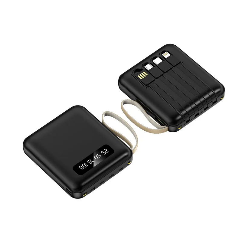 Power Bank 20000mah Prenosná nabíjačka Externá batéria Vstavaná v 4 káble Mini Powerbank pre iPhone 15 Samsung Huawei Xiaomi