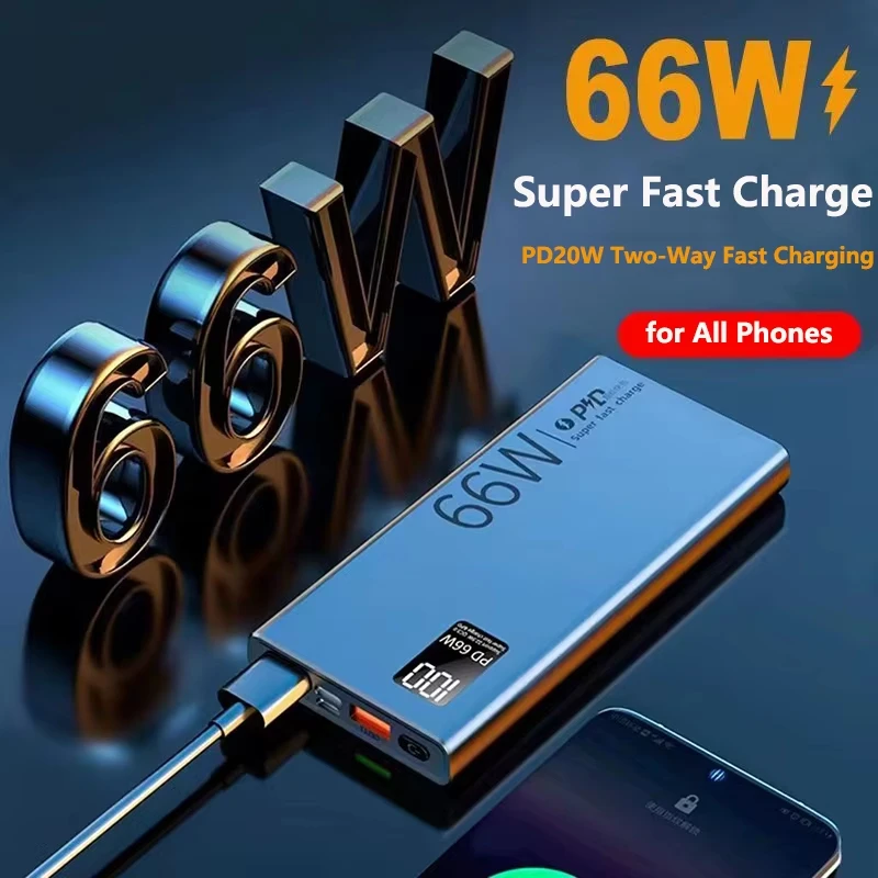 Power Bank 30000 mAh s USB výťažok 66 W rýchle nabíjanie externá batéria pre iPhone 16 Huawei Xiaomi Samsung chudák