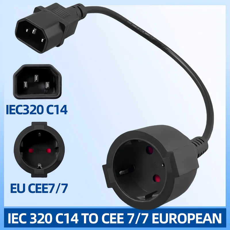 Power olova UPS/PDU, IEC 320 C14 na CEE 7/7 Európsky adaptér soketu Schuko Socket Cable, 30 cm C14-CEE73-30/150 Predlžovací kábel