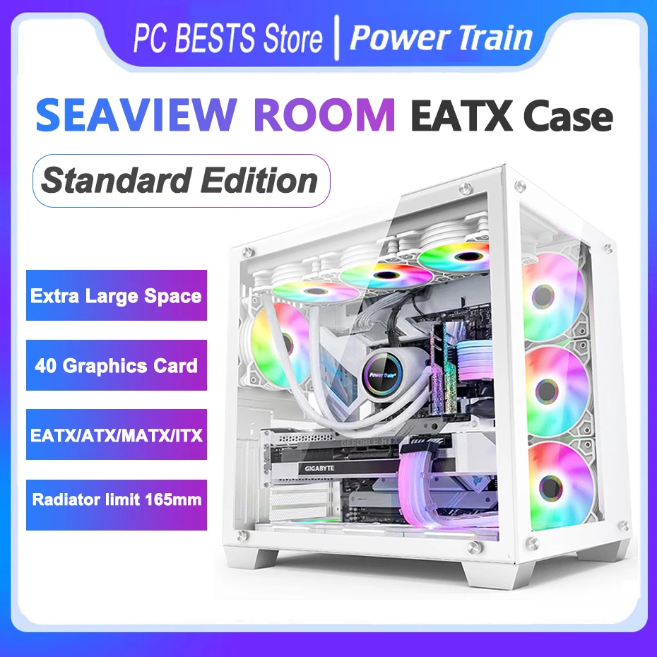 Power Train Seaview Room Case VIP Štandardná edícia Podpora EATX ATX ITX Hlavná doska 360 Voda chladená stolová kancelária podvozok