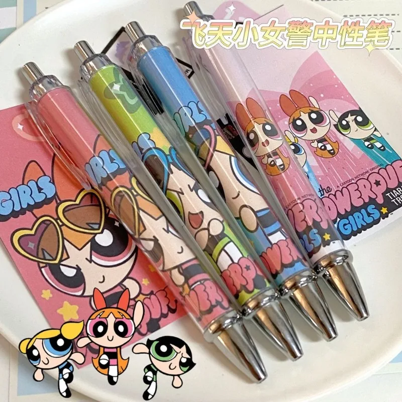 Powerpuff Girls Cute Cartoon 0,5 mm kolietna guľa Odtrvala rýchle sušenie gélového pera písanie skúšky Kreslenie guľôčkového pero