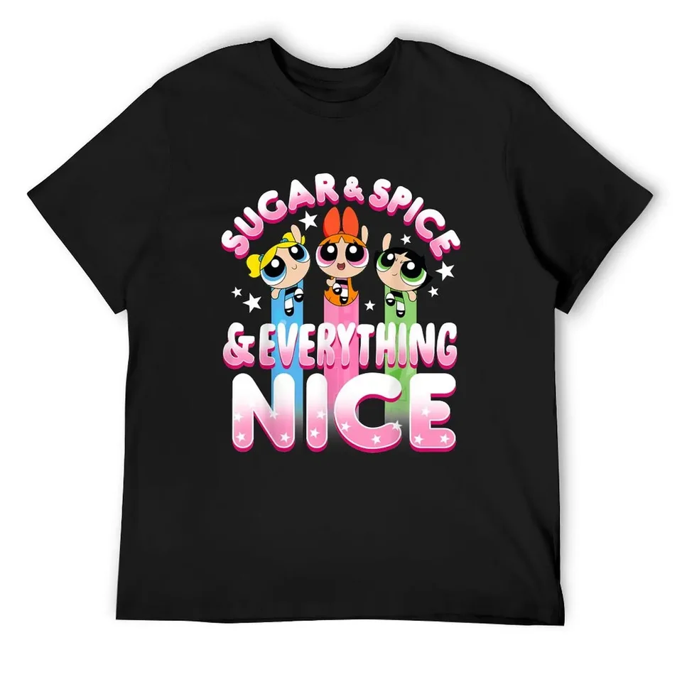 PowerPuffs Girls Cukor a korenie a všetko pekné tričko Rapper Grapper Graphic Graphic Summer 2025 Pánske veľké a vysoké tričká