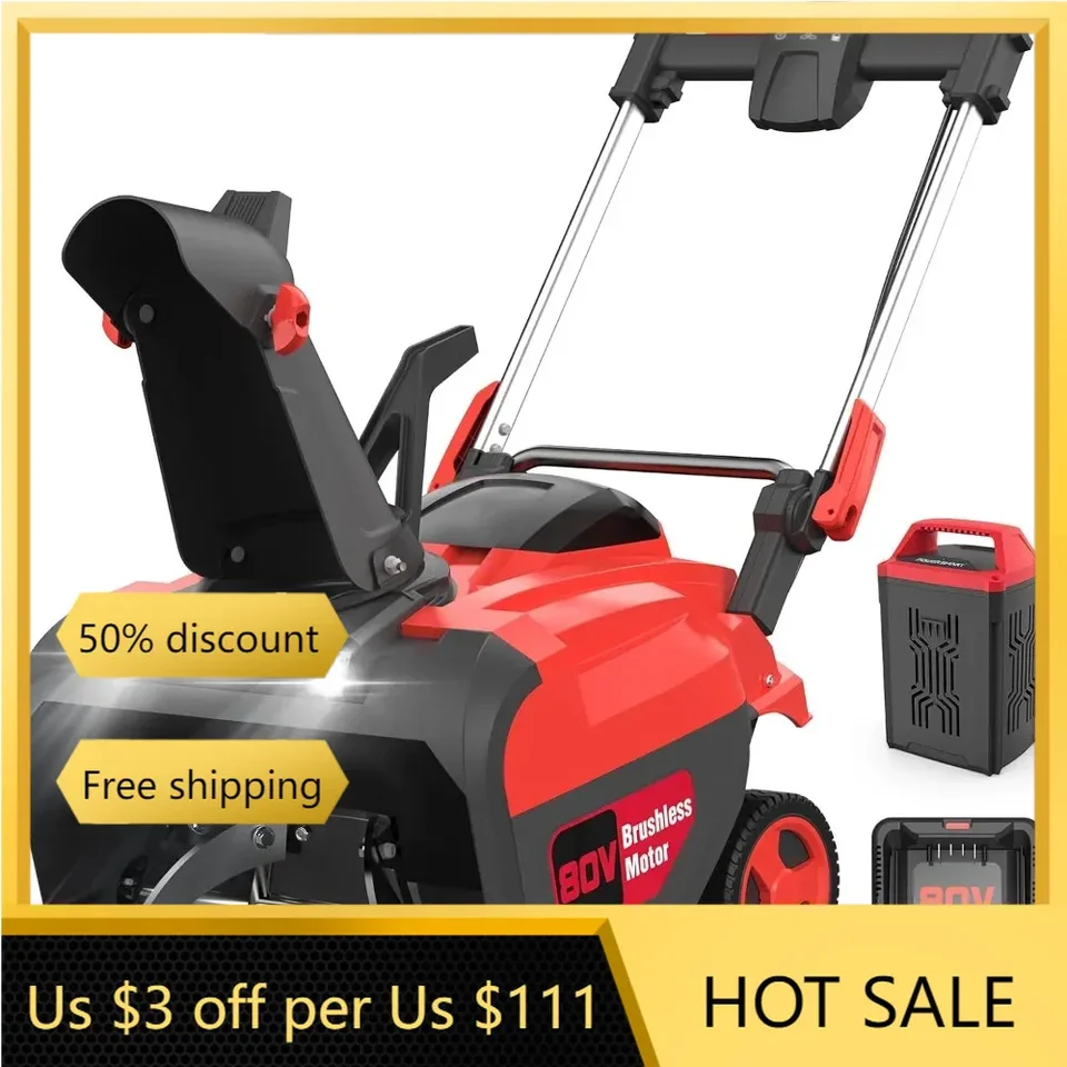 PowerSmart 80V Max Adropless Snow Blower, 21-palcová jednobod s batériou a nabíjačkou 6,0AH (DB2801RB)