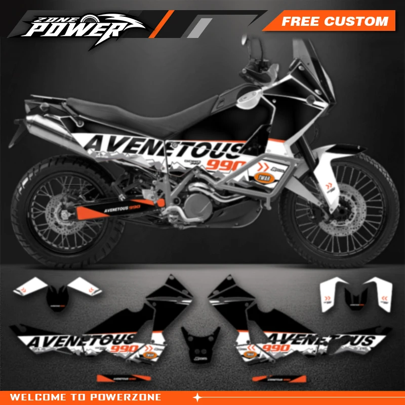 Powerzone Graphics Motocykel Vinylová nálepka Nálepky Deco Kits pre KTM Adv990 Adventure Adv-R Adv-S 2003- 2015 2016 Prispôsobené 11 Prispôsobené 11