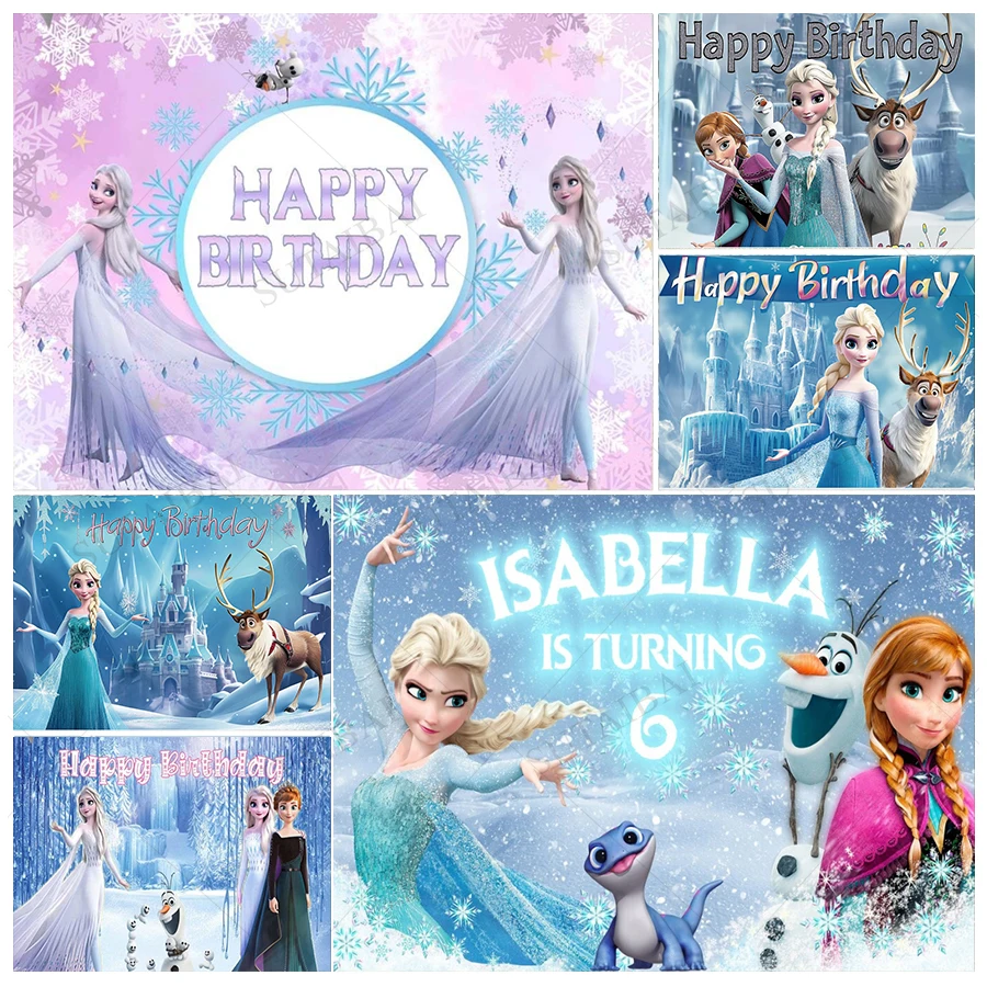 Pozadie princeznej Elsa pre narodeninovú oslavu Sneh Wonderland Badan Banner pre dievčatá 1. narodeniny Birthday Kady pre deti