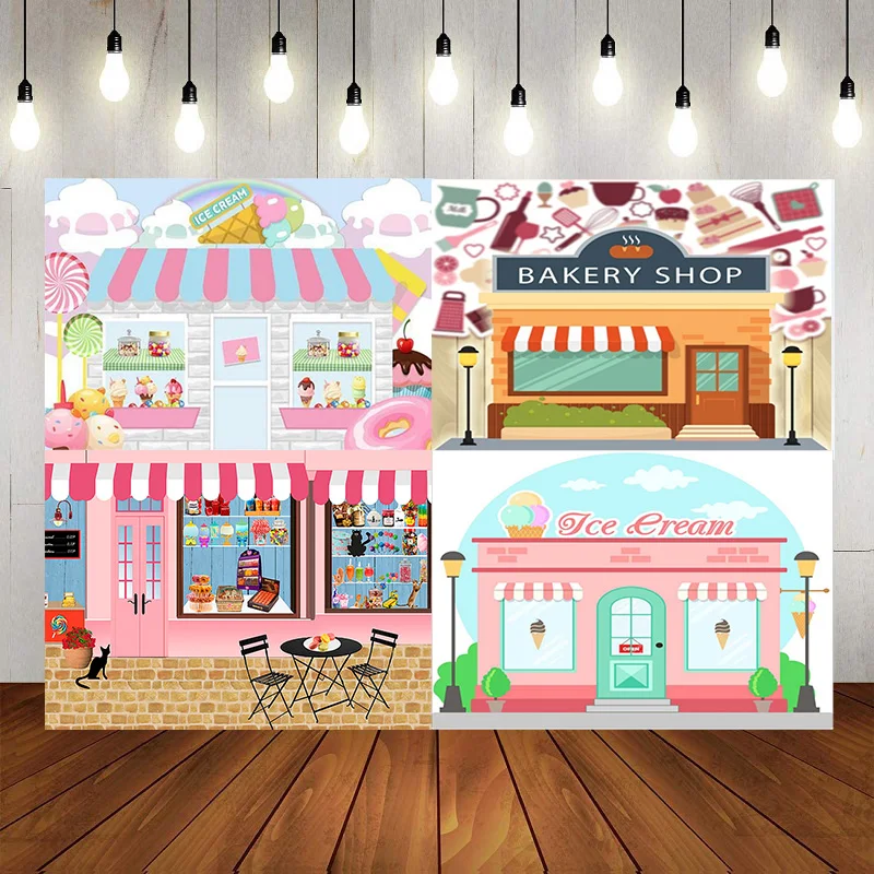 Pozadie sladkej shoppe roztomilý dezert salón candyland zmrzliny narodeniny bábätká na párty na pozadie