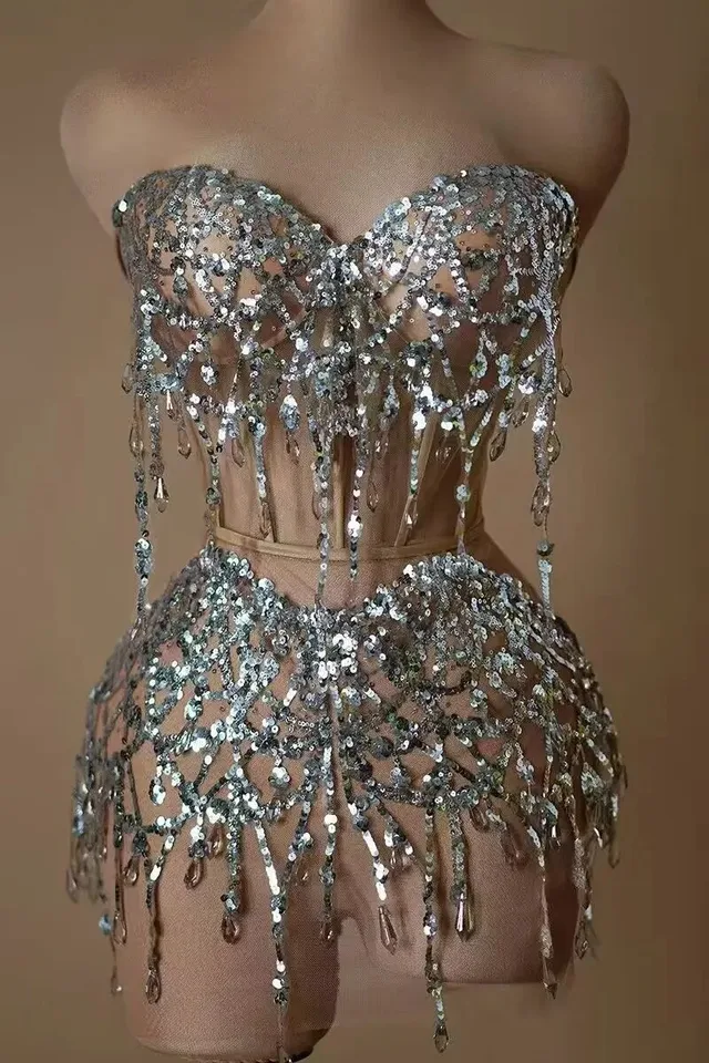 Pozrite sa cez ženy koktail brithday šaty číre sexy luxusné biele perly Tassel šaty čierne dievča krátke plesové šaty shangxue