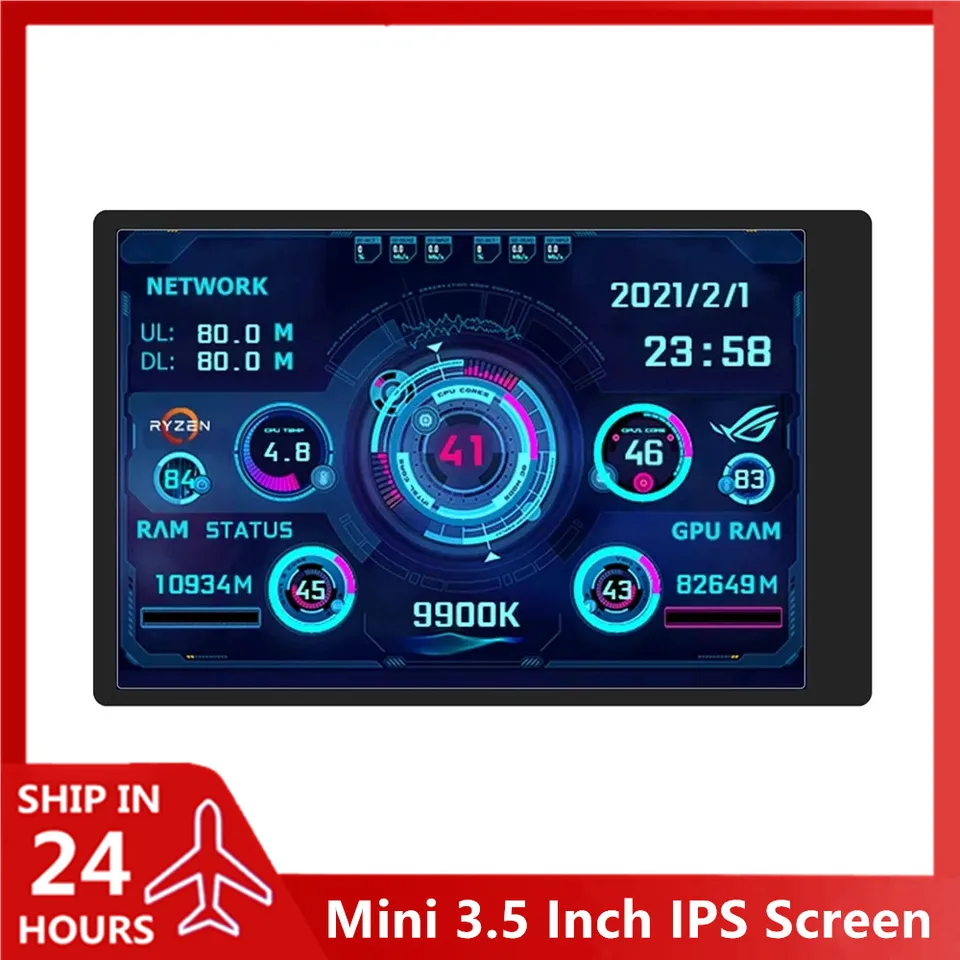 Počítačový monitor Mini 3,5 palca IPS sekundárna obrazovka CPU GPU RAM Monitoring Displej Multi-Temmes Mod USB Type-C zadarmo AIDA64