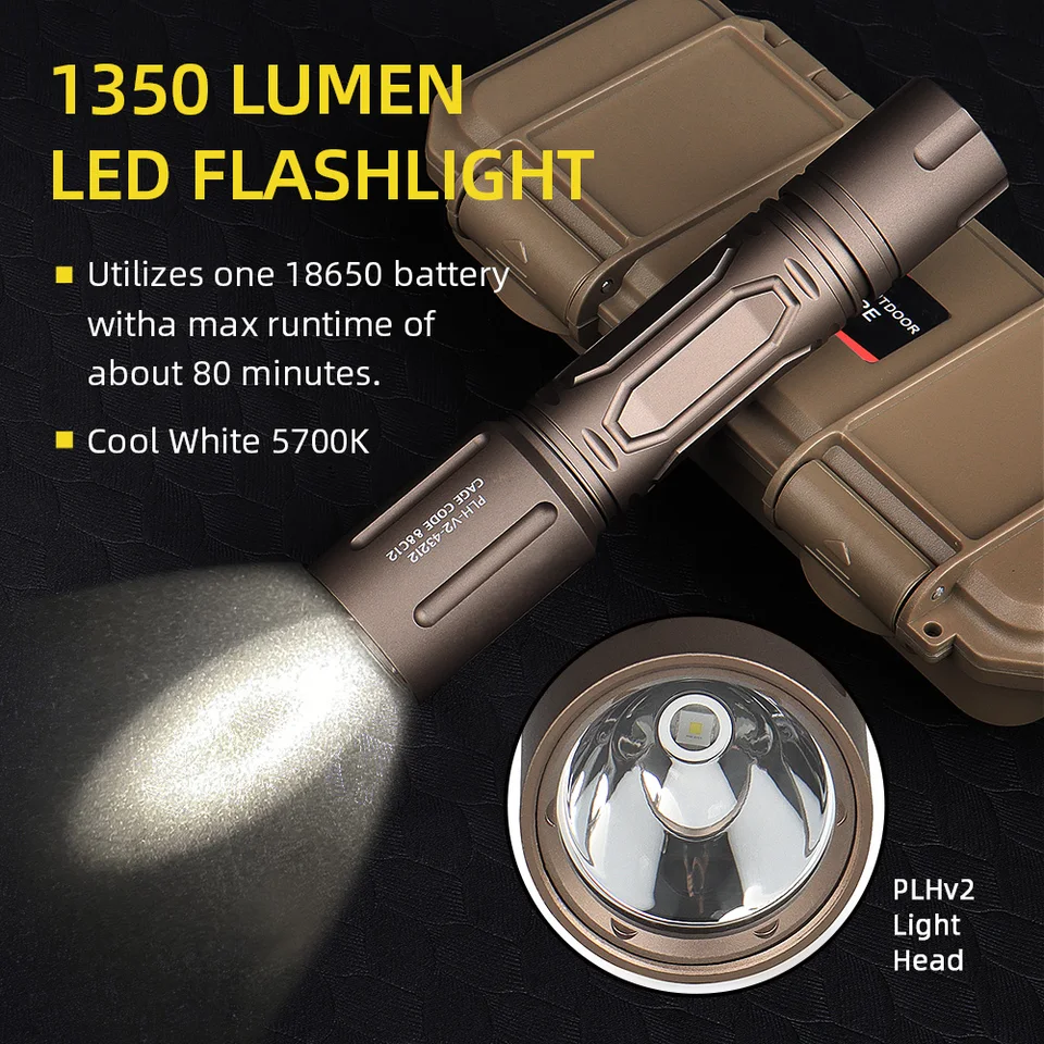 Poľovnícke airsoftové doplnky taktické svetlo 1350 Lumen LED baterka GZ15-0161