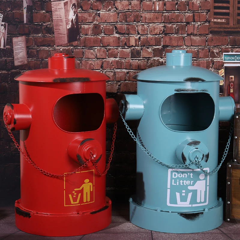 Požiarny hydrant Trash môže pedál v štýle odpadu môže retro priemyselný štýl dekoratívne ozdoby reštaurácia Bar odpadky s krytom