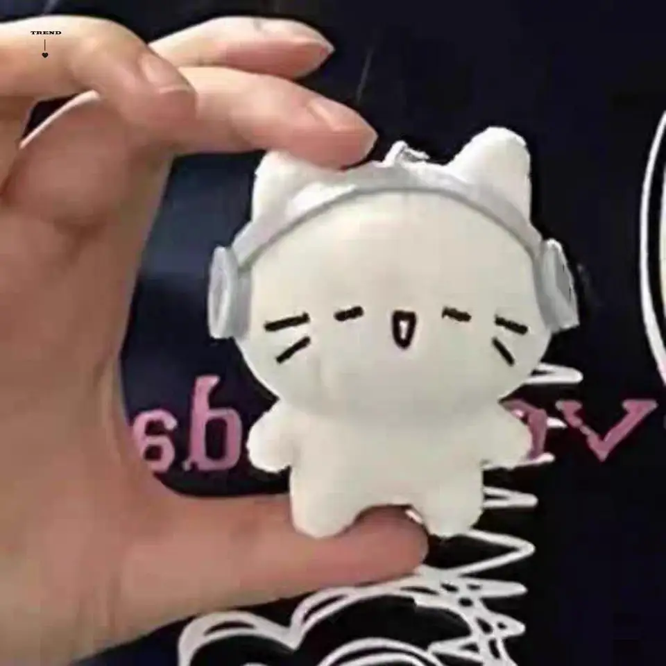 PP bavlnené slúchadlá Cat Prívesok rozrušený simulovaný Sad Cat Doll Keychain Veľká hlava Hračka plnená bavlna