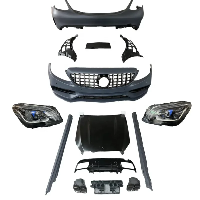 PP Body Kits for Benz C Class W205 upgrade C63 AMG predná a zadná bočná sukňa