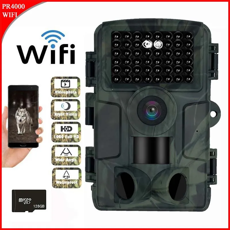 PR4000 WiFi Hunting Camera Bluetooth 1080p 32MP Infračervené nočné videnie IP66 nepremokavé 2,0 palca LCD divočiny Scouting Trail Photo