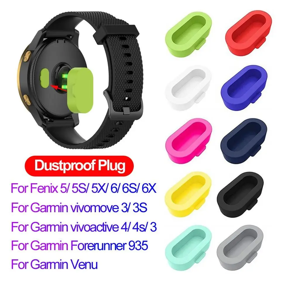 Prachová zástrčka pre Garmin VivoActive 3 4 4S Fenix ​​6 6S 6x 5 5x 5s Forerunner 935 Smartwatch nabíjací port silikónový prachový kryt