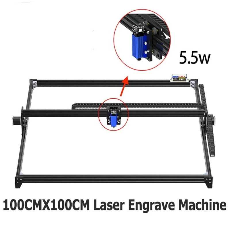 Pracovná oblasť 100 cm*100 cm CNC Laser Graver Manual Liftible Focus Nastaviteľný modul 450nm PWM GRBL laserový gravírovací stroj