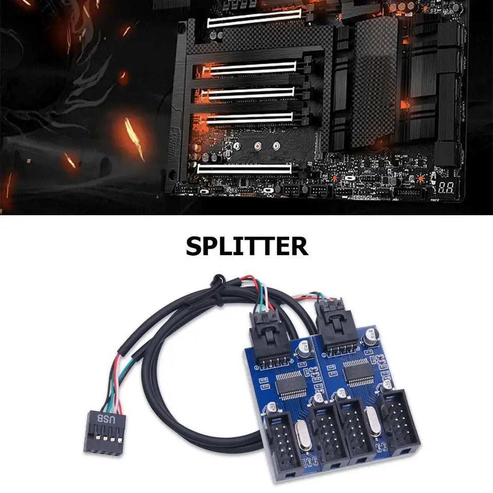 Pracovná plošina základná doska 9pin USB hlavička Splitter 1 až 2/4