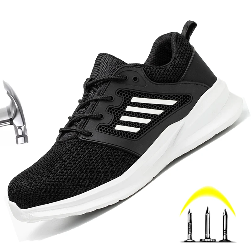 Pracovné bezpečnostné topánky muži ľahké nezničiteľné pracovné tenisky bezpečnostné oceľové špičky topánky bezpečnostné ochranné topánky Black Size36-46