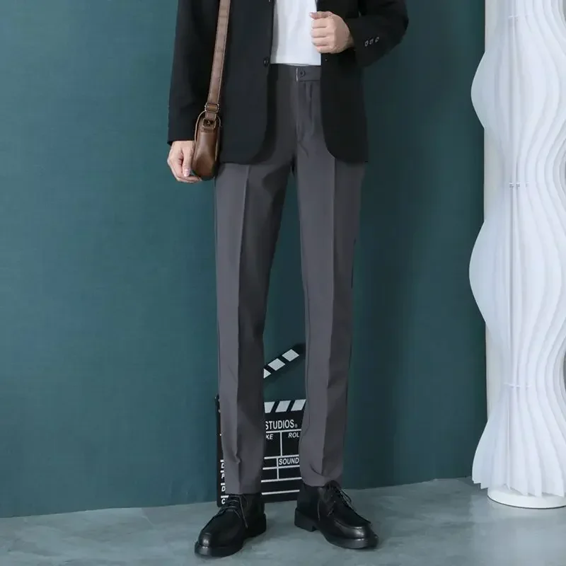 Pracovné nohavice na mieru na mieru pre mužov Obchodná kancelária Čierny muž vyhovuje nohavicami Slim Fit Straight Tressed Chinese Homme Fashion Up