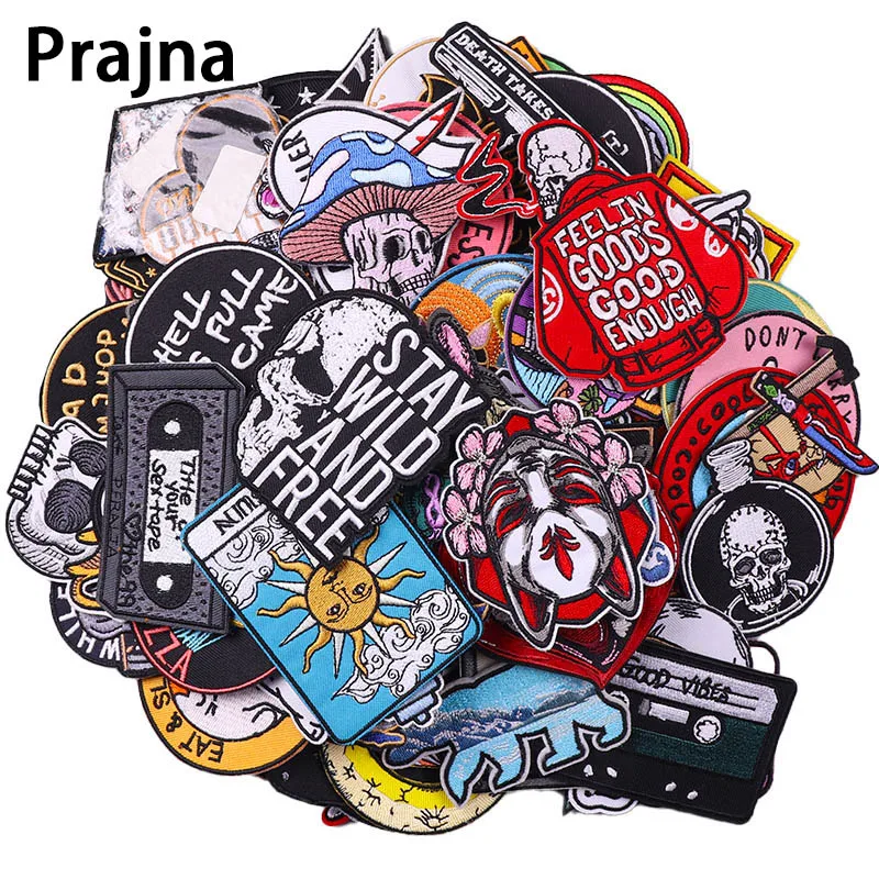 Prajna 10/20/30ks Punk Vysoko kvalitné zmiešané náhodné vyšívané škvrny na odevoch písmen