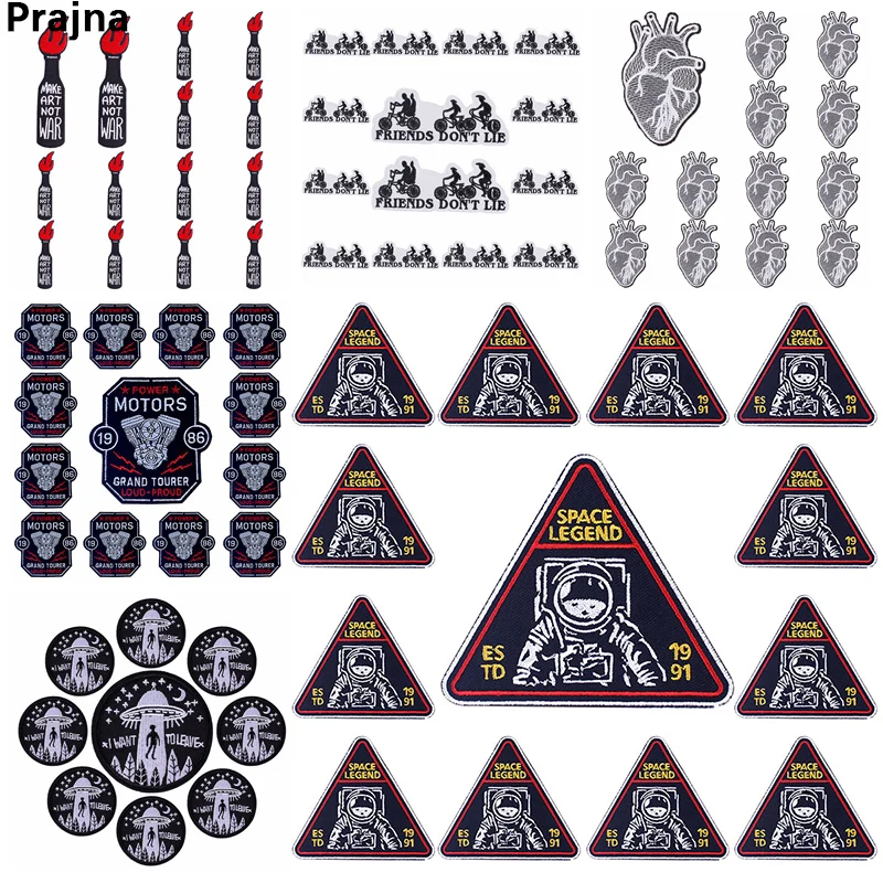 Prajna 10ks film eement Patch Space UFO vyšívané záplaty na oblečení DIY železo na škvrna