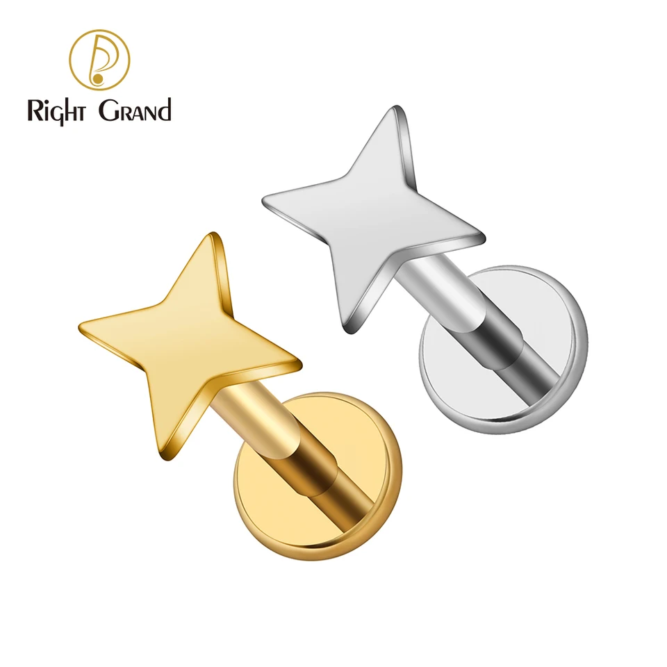 Pravá Grand ASTM F136 Titanium Four Point Star Stud náušnice Tiny Starburst Conch Helix Tragus chrupavka Piercing Body Jewelry