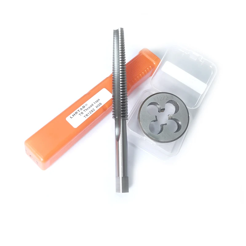 Pravá/ľavá ruka lichobežná vlákna Taps Taps Nut Dies Set TR12 TR12X2 TR12X3 HSS Metric Manual Manual Die a skrutku Tw T12 T12X2 T12X3