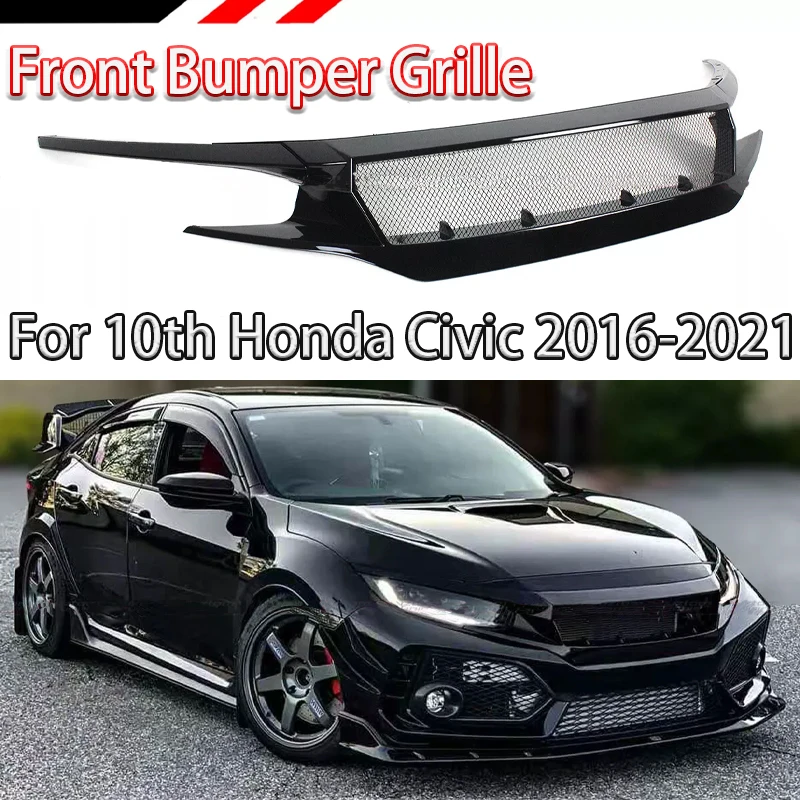 Pre 10. Honda Civic FK7 FK8 TYPE-R LIBLEBLES GLASE GRILLE GRILLE Racing Car FC JS N1 Stredné meshové príslušenstvo