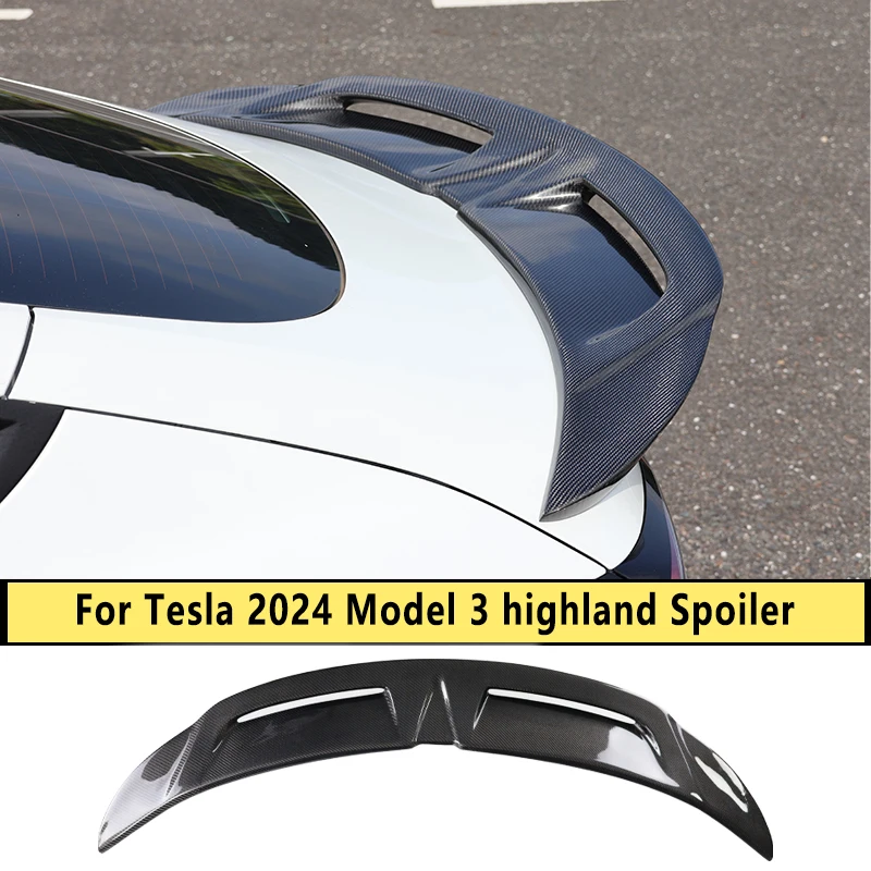 Pre 2024 Tesla Nový model 3 Highland Zadný kufre Športový štýl Spoiler Tail Wing Bright Uhlíkové vlákno Materiál a čierne príslušenstvo
