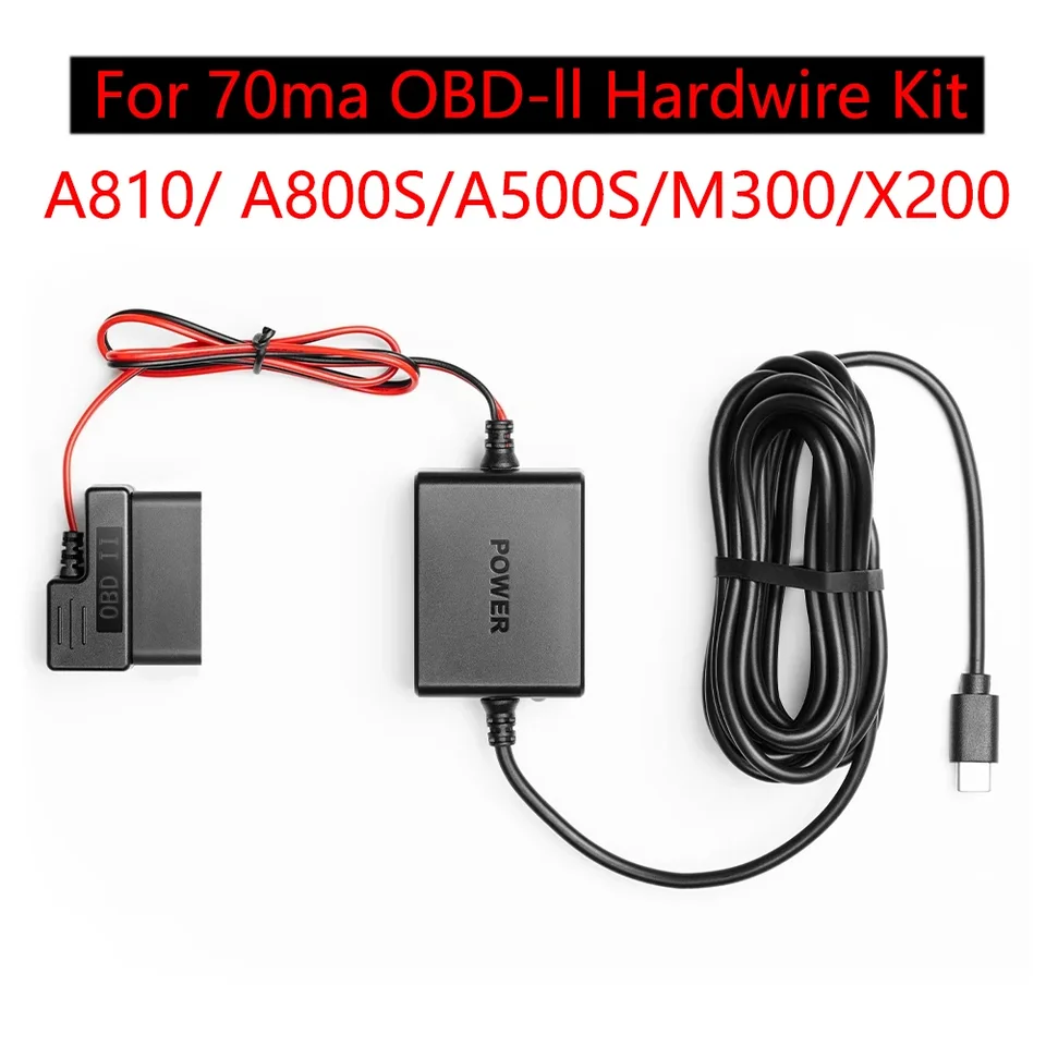pre 70MAi OBD- Hardwire Kit Parking Durveillance Cable 24 hodín pre typ C a Micro USB A500S, A200, M300, A800S A810 X200 M500