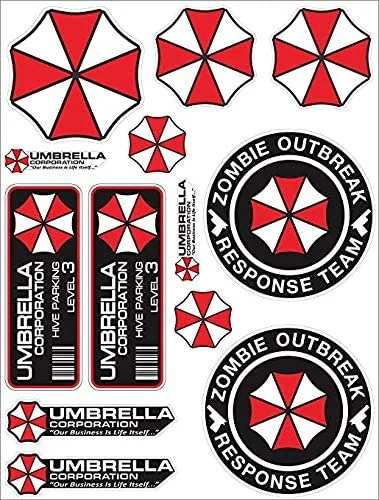 Pre A4 Umbrella Corporation Set Zombie Sticker Decal Pegatinas Raccoon City Car Truck Bumper Bike Notebook