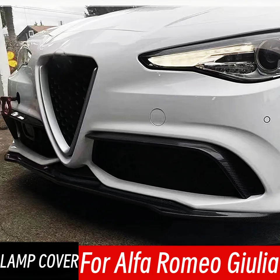 Pre Alfa Romeo Giulia 2016+ Bodkykit Car Real Carbon Fibe predný nárazník Strana štiepača hmlové lampa Orezanie dekorácie Príslušenstvo