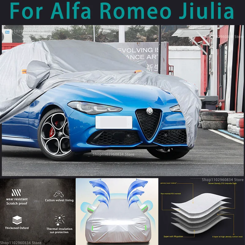 Pre Alfa Romeo Jiulia 210T nepremokavé poťahy s plným automobilom Outdoor Sun UV ochrana Draha Dážď Sneh