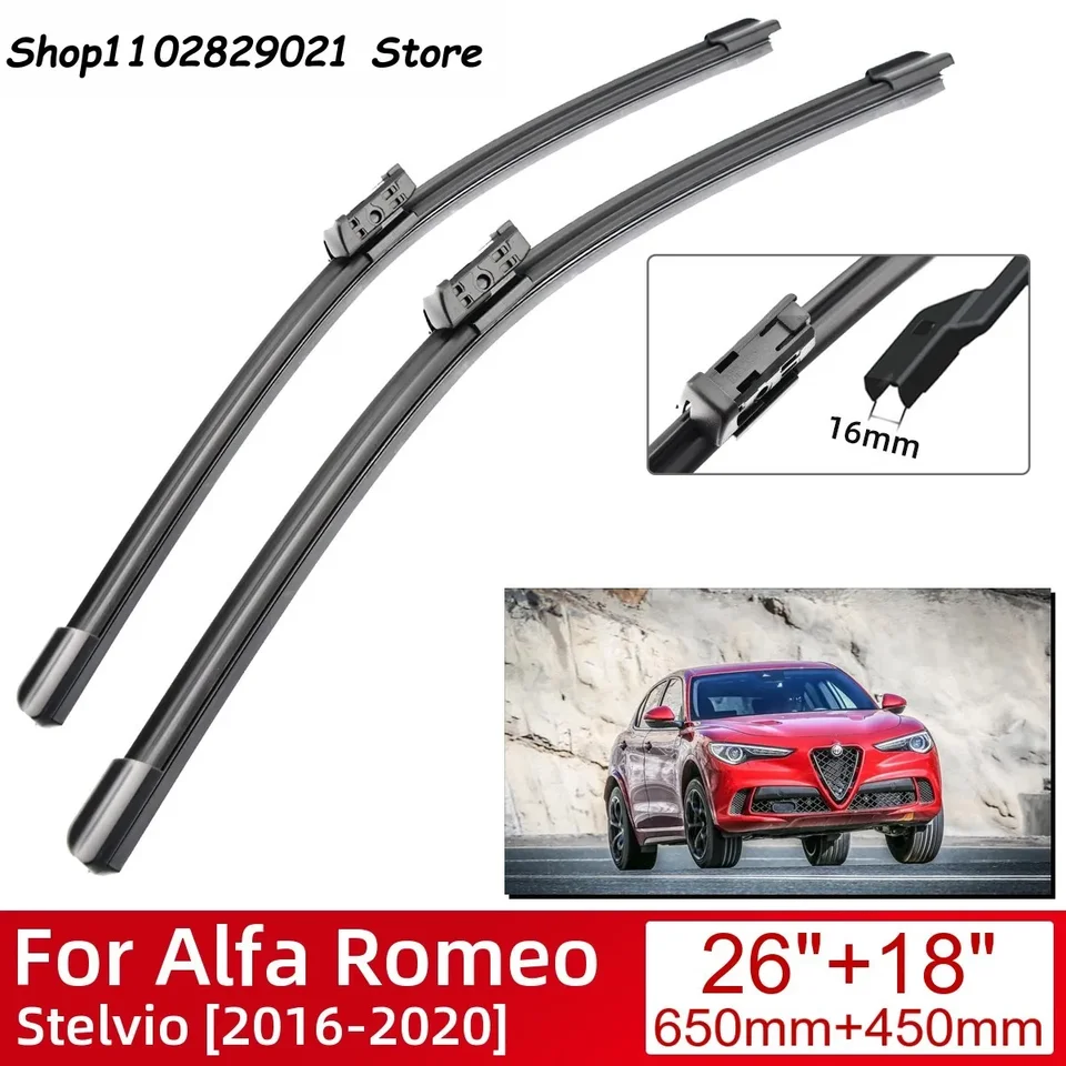 Pre Alfa Romeo Stelvio 2016-2020 Doplnky automobilových príslušenstiev pred čelným sklom Wiper Blade Brushes 2020 2019 2018 2017 2017 2016