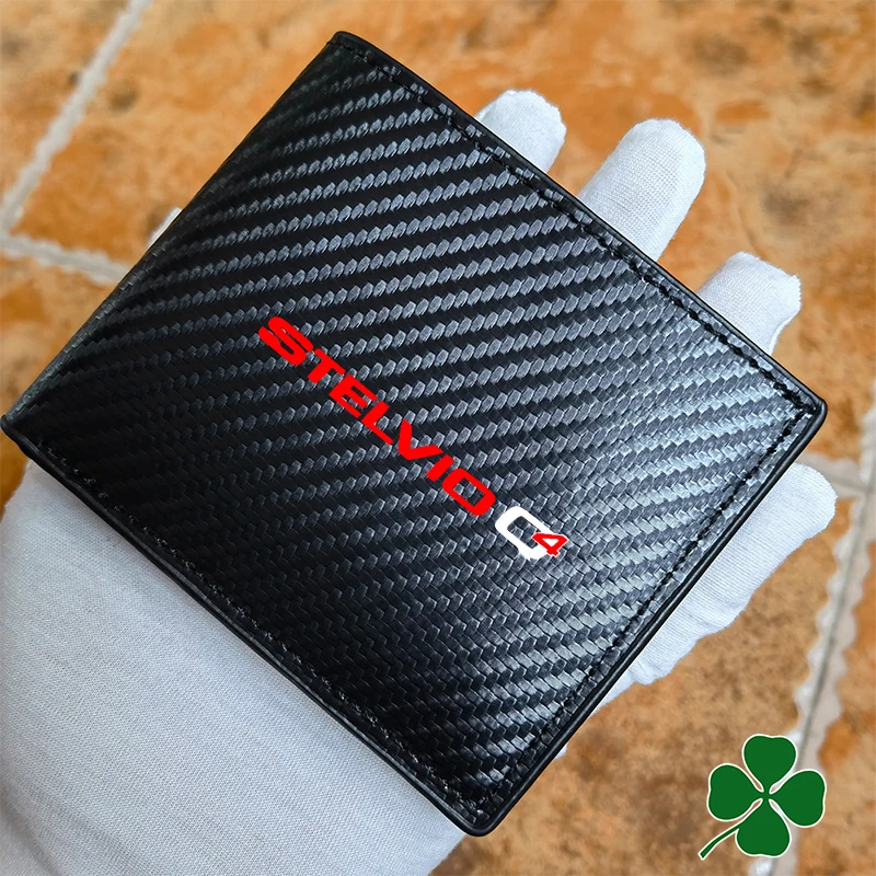 pre Alfa Romeo Stelvio Ti Q4 Sport Quadrifoglio Car Carbon Fiber Leather Wallet Card Balíček